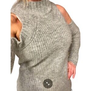 Olivaceous gray mock cold shoulder sweater size M
